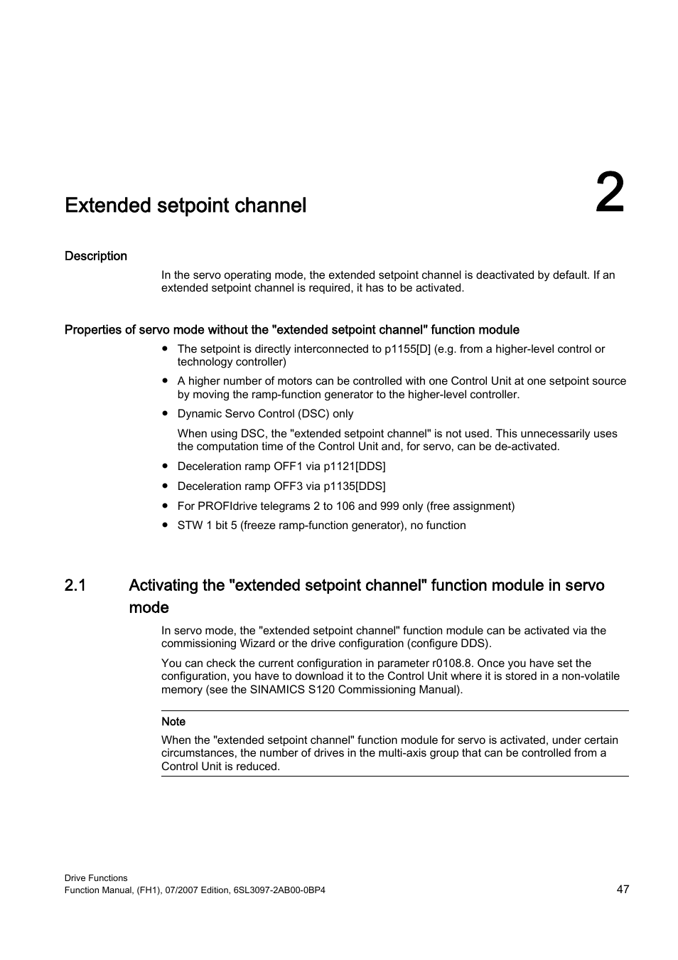 2 extended setpoint channel, Extended setpoint channel | Efficient Networks Siemens Sinamics S120 User Manual | Page 47 / 560