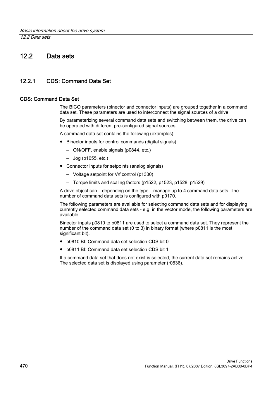 2 data sets, 1 cds: command data set | Efficient Networks Siemens Sinamics S120 User Manual | Page 470 / 560