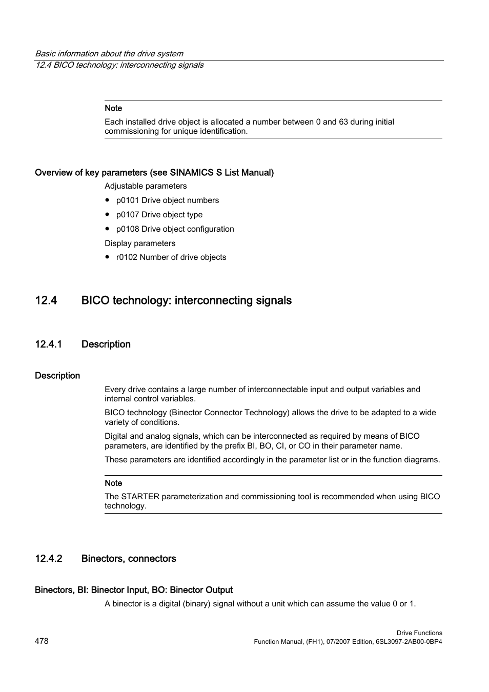 4 bico technology: interconnecting signals, 1 description, 2 binectors, connectors | Efficient Networks Siemens Sinamics S120 User Manual | Page 478 / 560