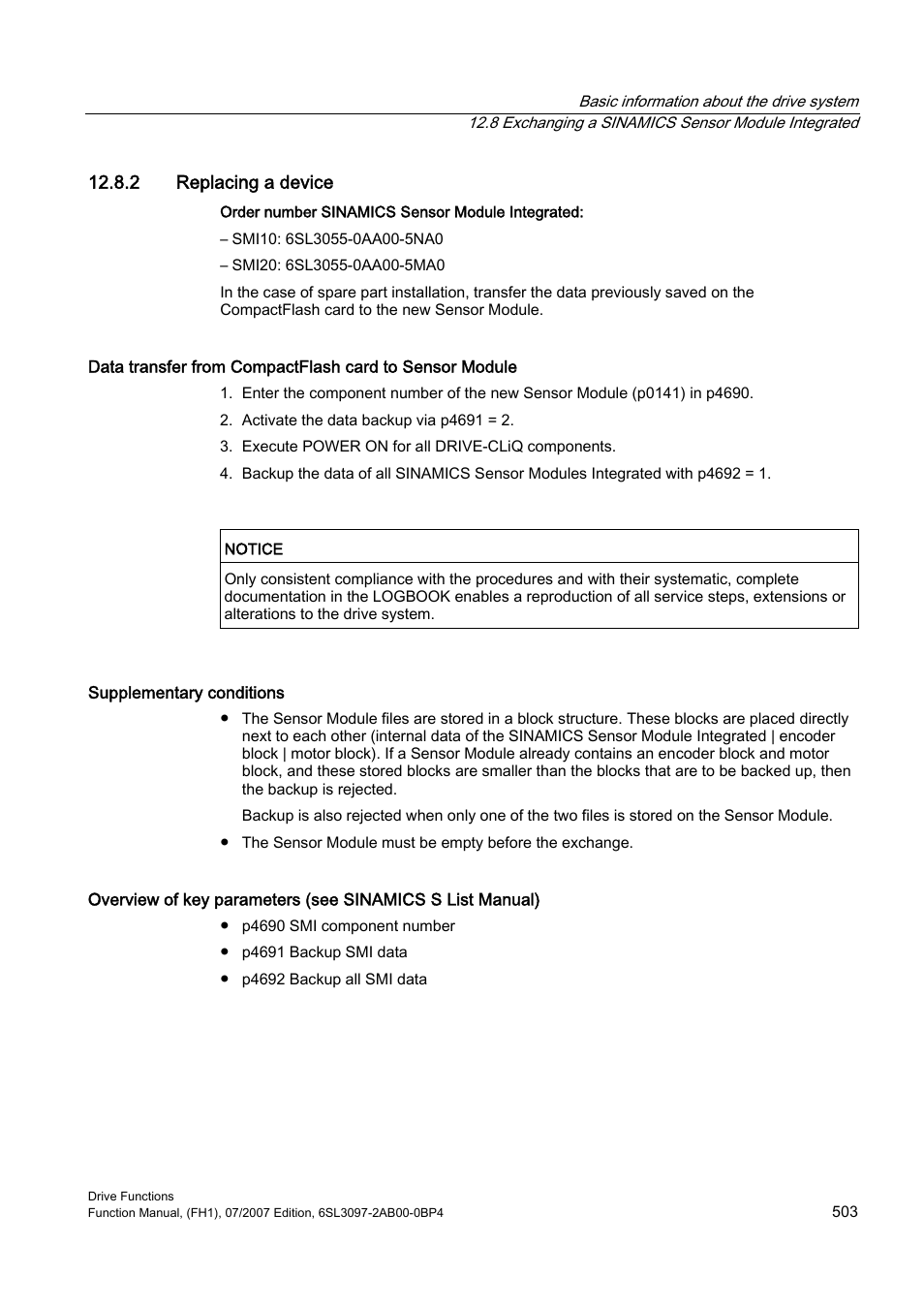 2 replacing a device | Efficient Networks Siemens Sinamics S120 User Manual | Page 503 / 560