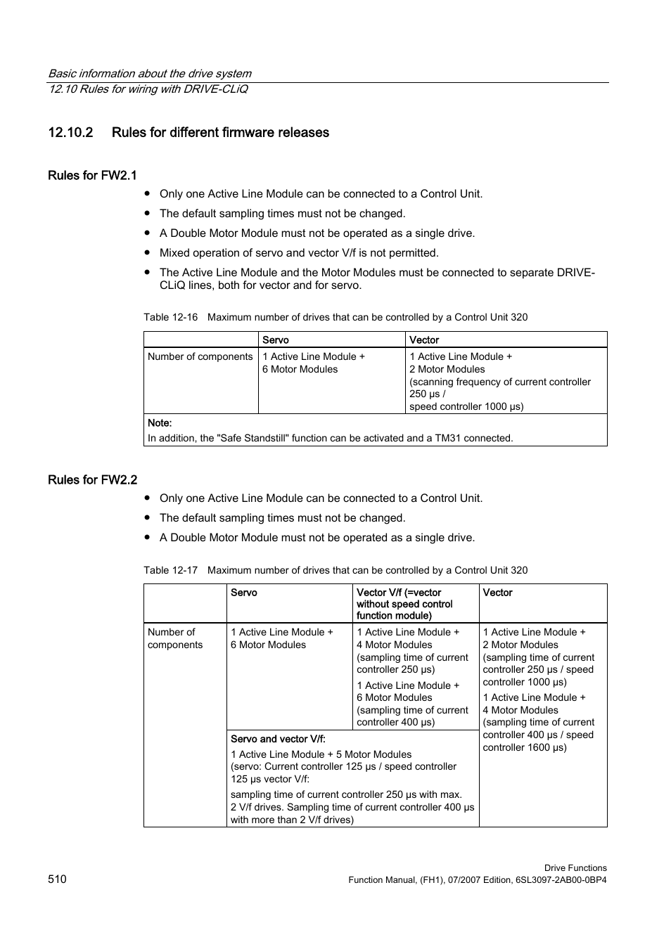 2 rules for different firmware releases | Efficient Networks Siemens Sinamics S120 User Manual | Page 510 / 560