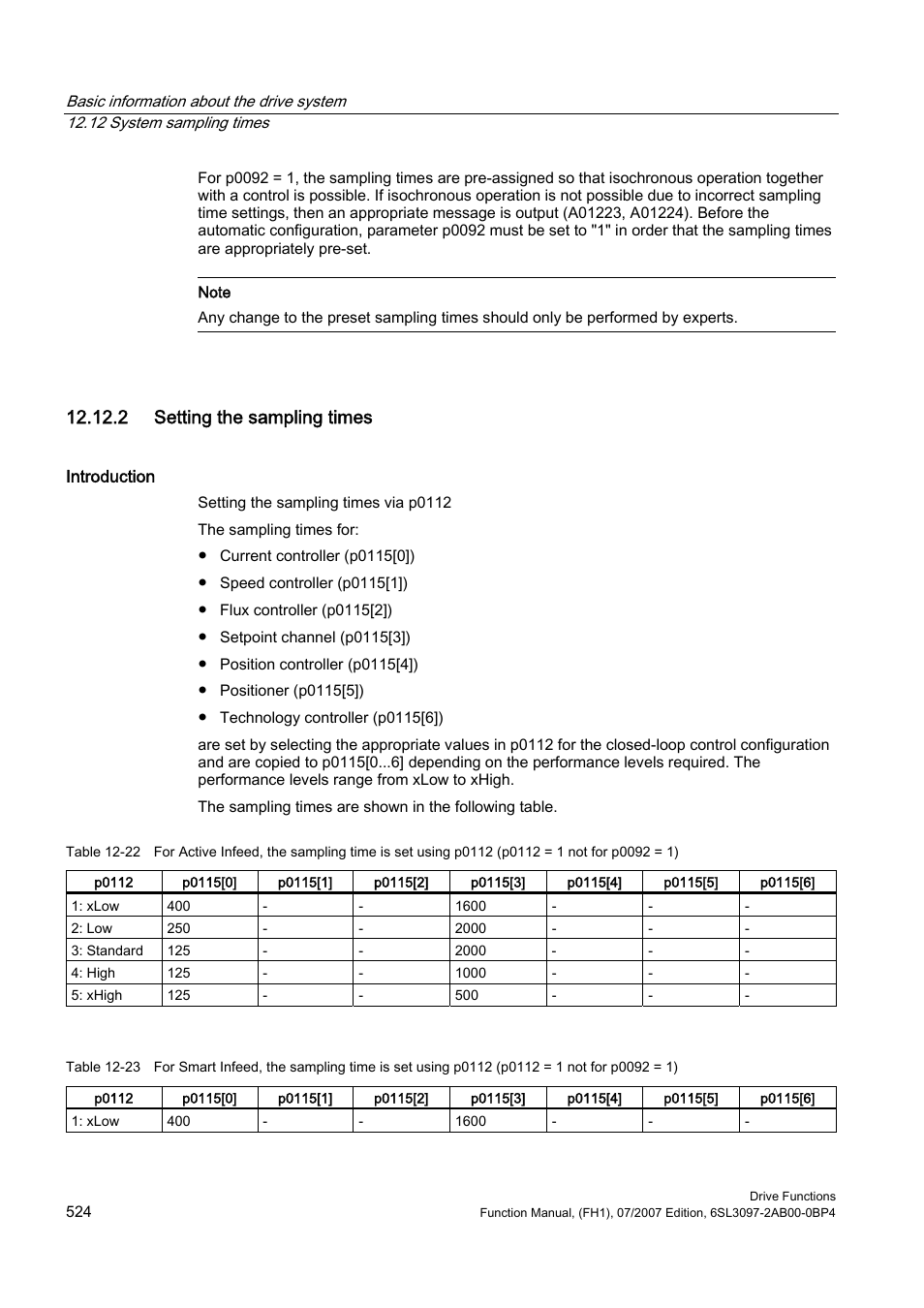 2 setting the sampling times | Efficient Networks Siemens Sinamics S120 User Manual | Page 524 / 560