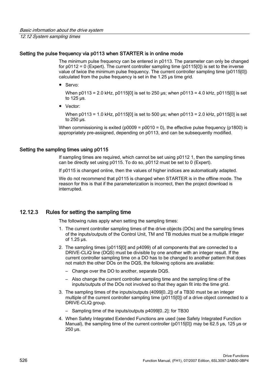 3 rules for setting the sampling time | Efficient Networks Siemens Sinamics S120 User Manual | Page 526 / 560