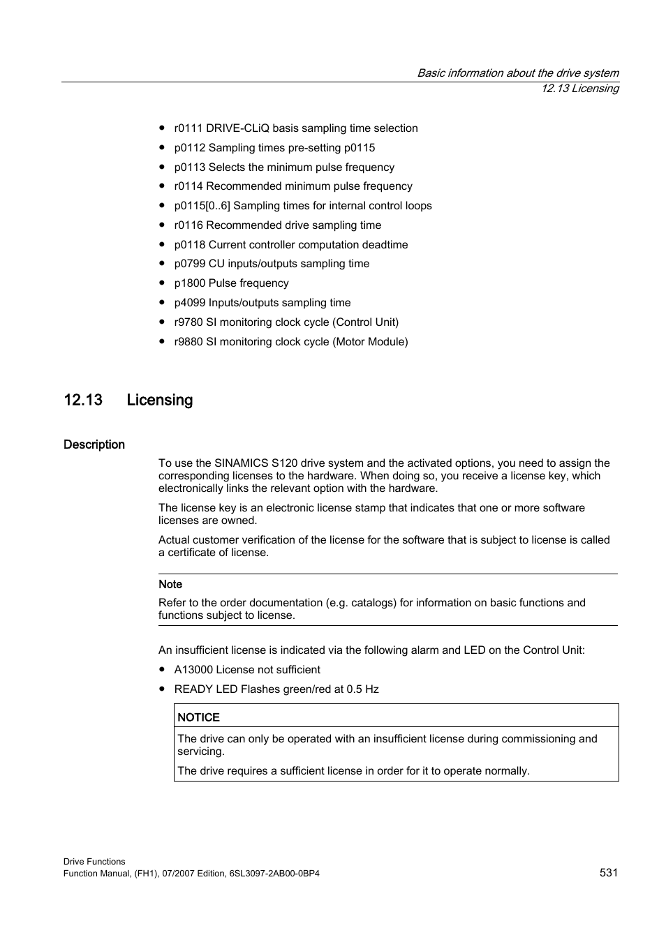 13 licensing | Efficient Networks Siemens Sinamics S120 User Manual | Page 531 / 560