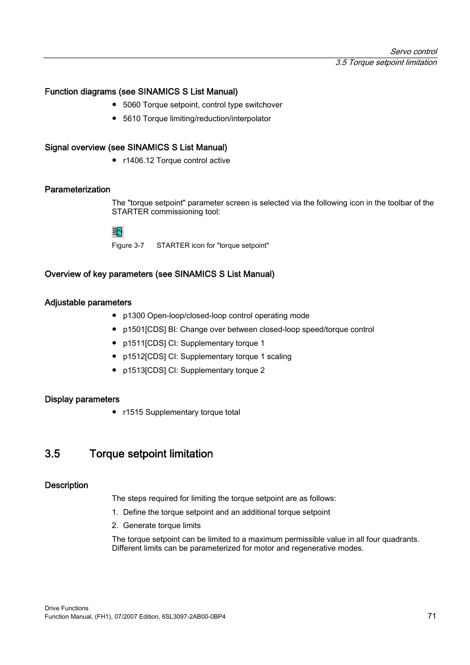 5 torque setpoint limitation | Efficient Networks Siemens Sinamics S120 User Manual | Page 71 / 560