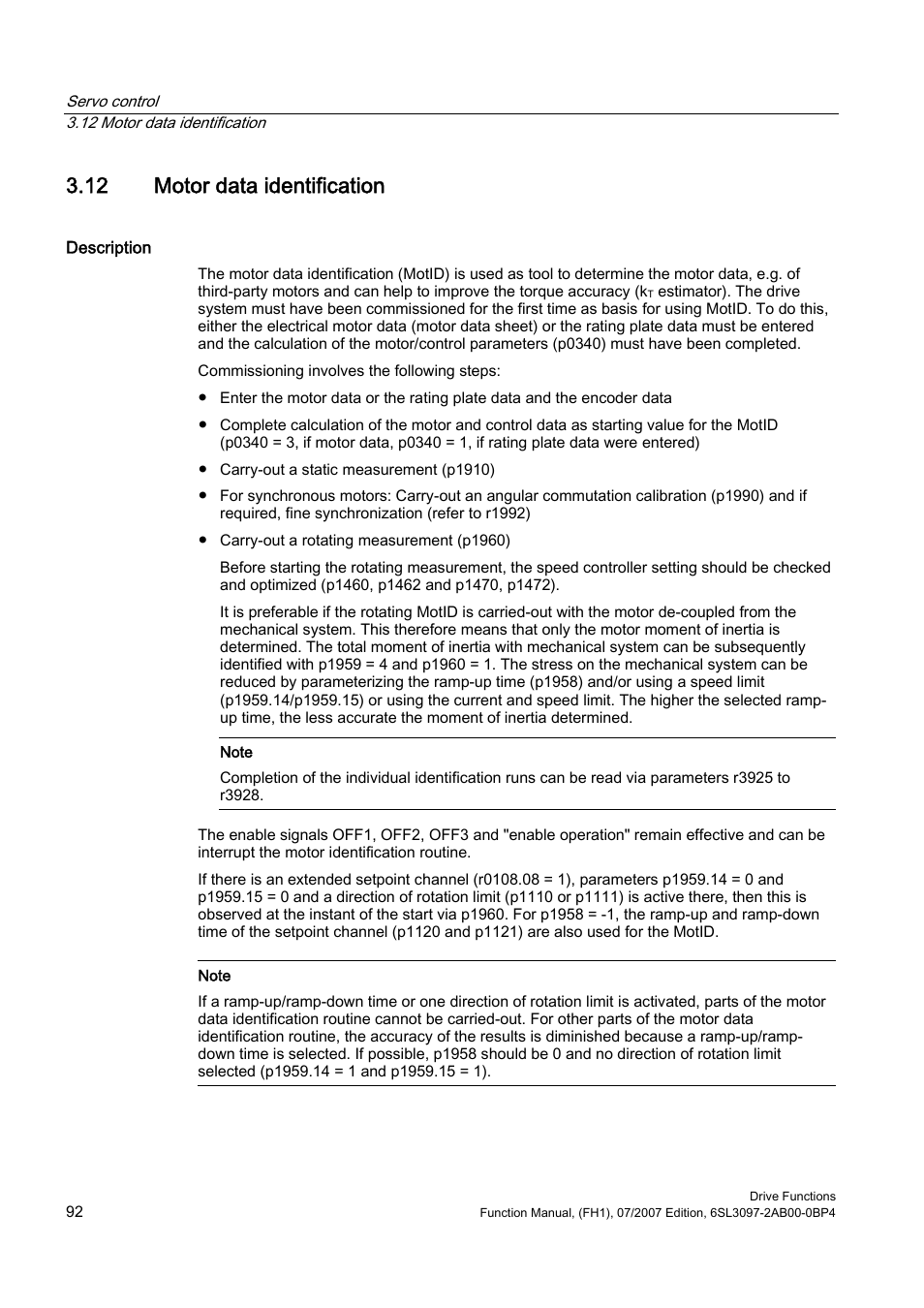 12 motor data identification | Efficient Networks Siemens Sinamics S120 User Manual | Page 92 / 560