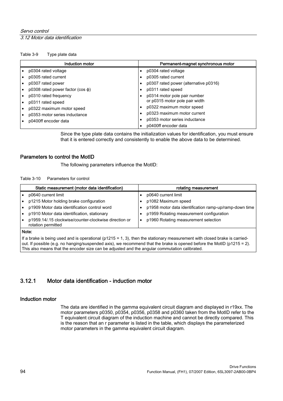 1 motor data identification - induction motor | Efficient Networks Siemens Sinamics S120 User Manual | Page 94 / 560