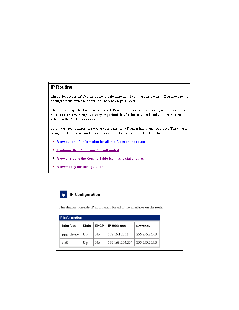 Ip routing and rip configuration | Efficient Networks SpeedStream 5667 User Manual | Page 44 / 55