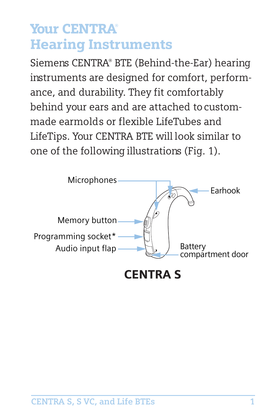 Your centra, Hearing instruments, Centra s | Efficient Networks CENTRA S User Manual | Page 3 / 36