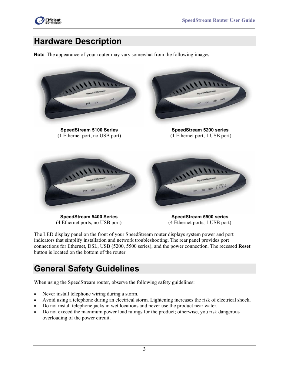 Hardware description, General safety guidelines | Efficient Networks 5100 User Manual | Page 13 / 129