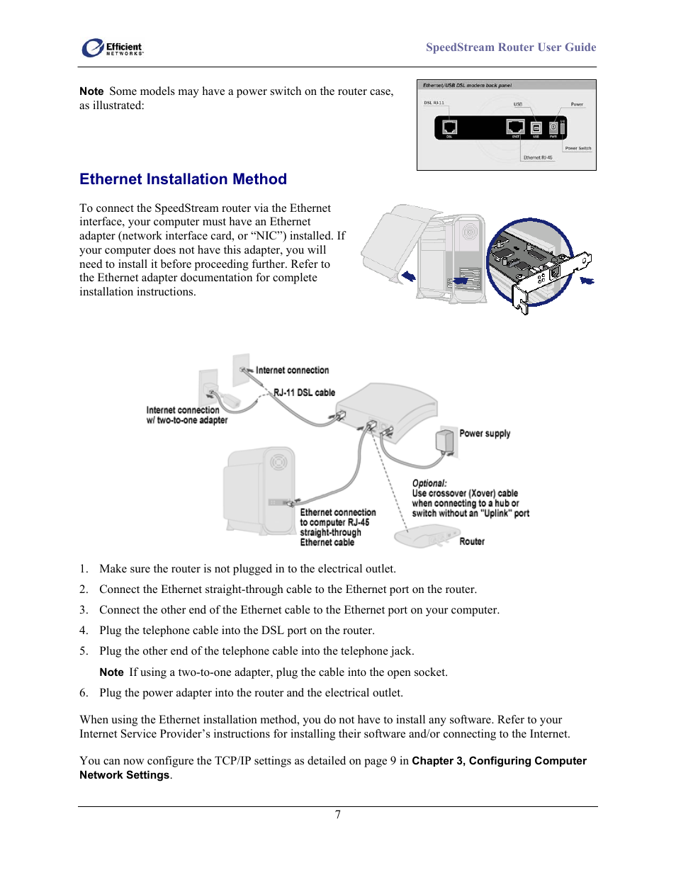 Ethernet installation method | Efficient Networks 5100 User Manual | Page 17 / 129