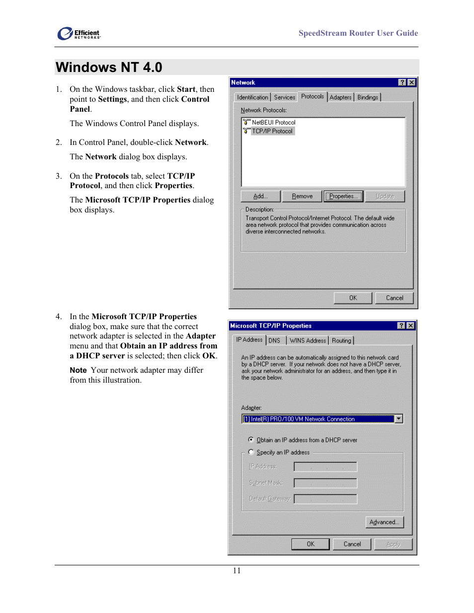 Windows nt 4.0 | Efficient Networks 5100 User Manual | Page 21 / 129