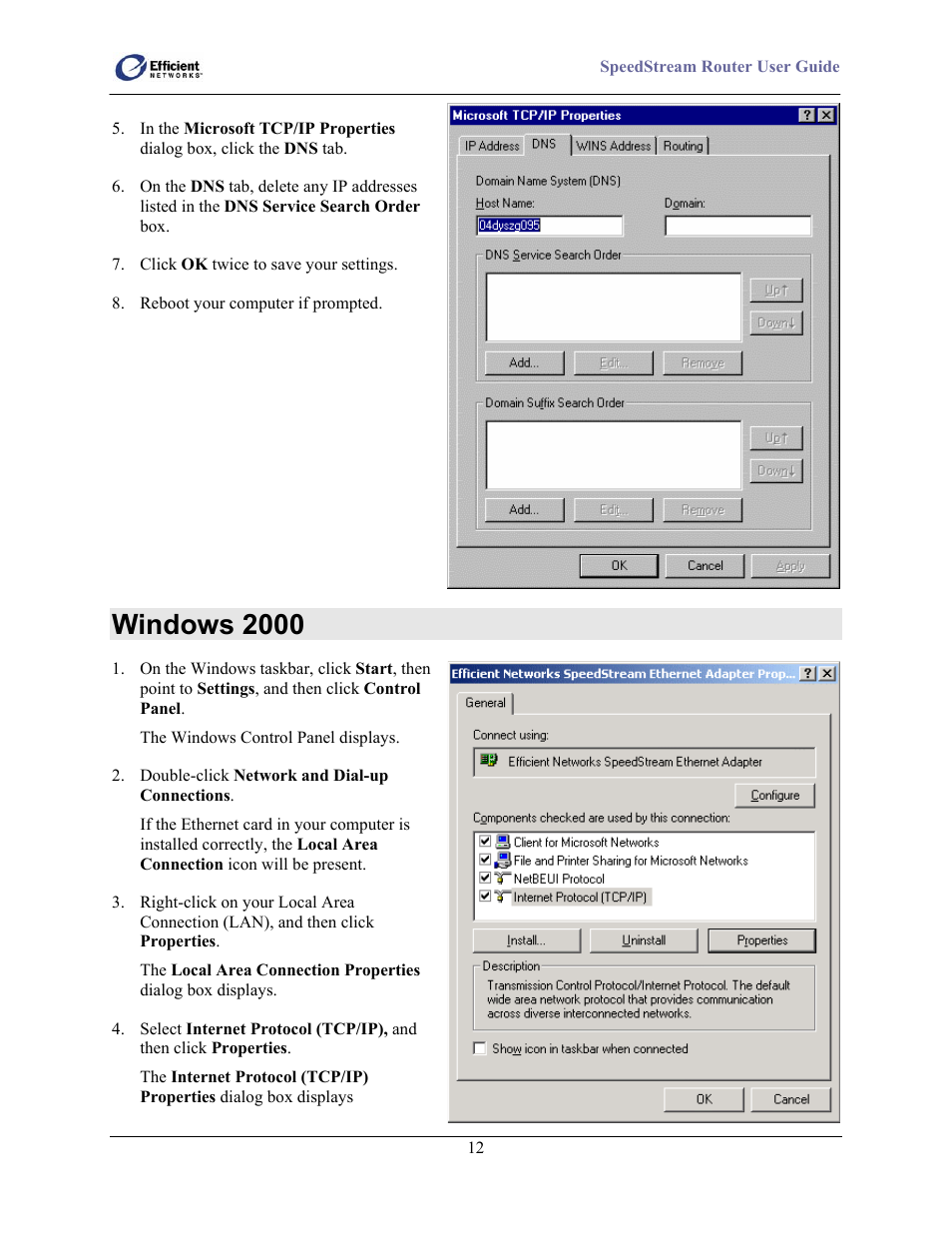 Windows 2000 | Efficient Networks 5100 User Manual | Page 22 / 129