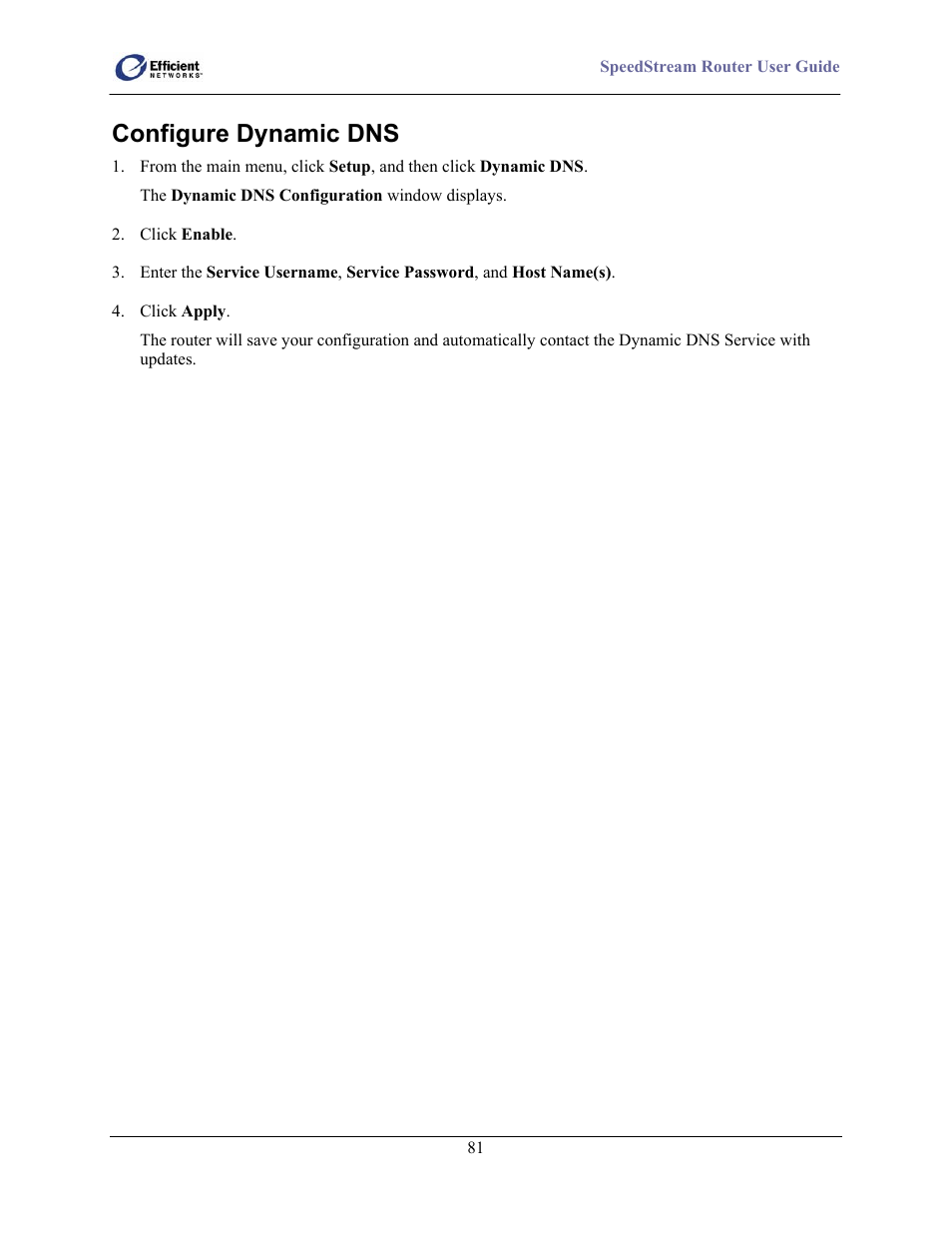 Configure dynamic dns | Efficient Networks 5100 User Manual | Page 91 / 129