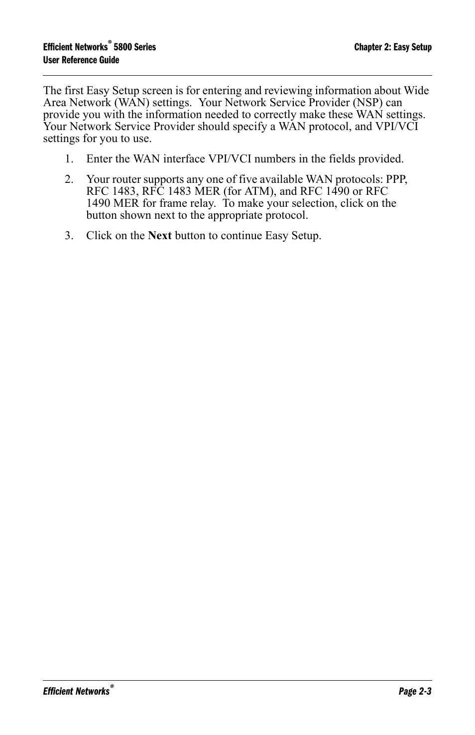 Efficient Networks 5800 User Manual | Page 17 / 88