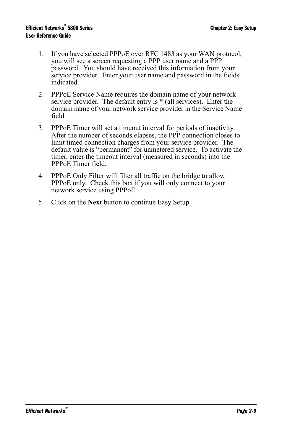 Efficient Networks 5800 User Manual | Page 23 / 88