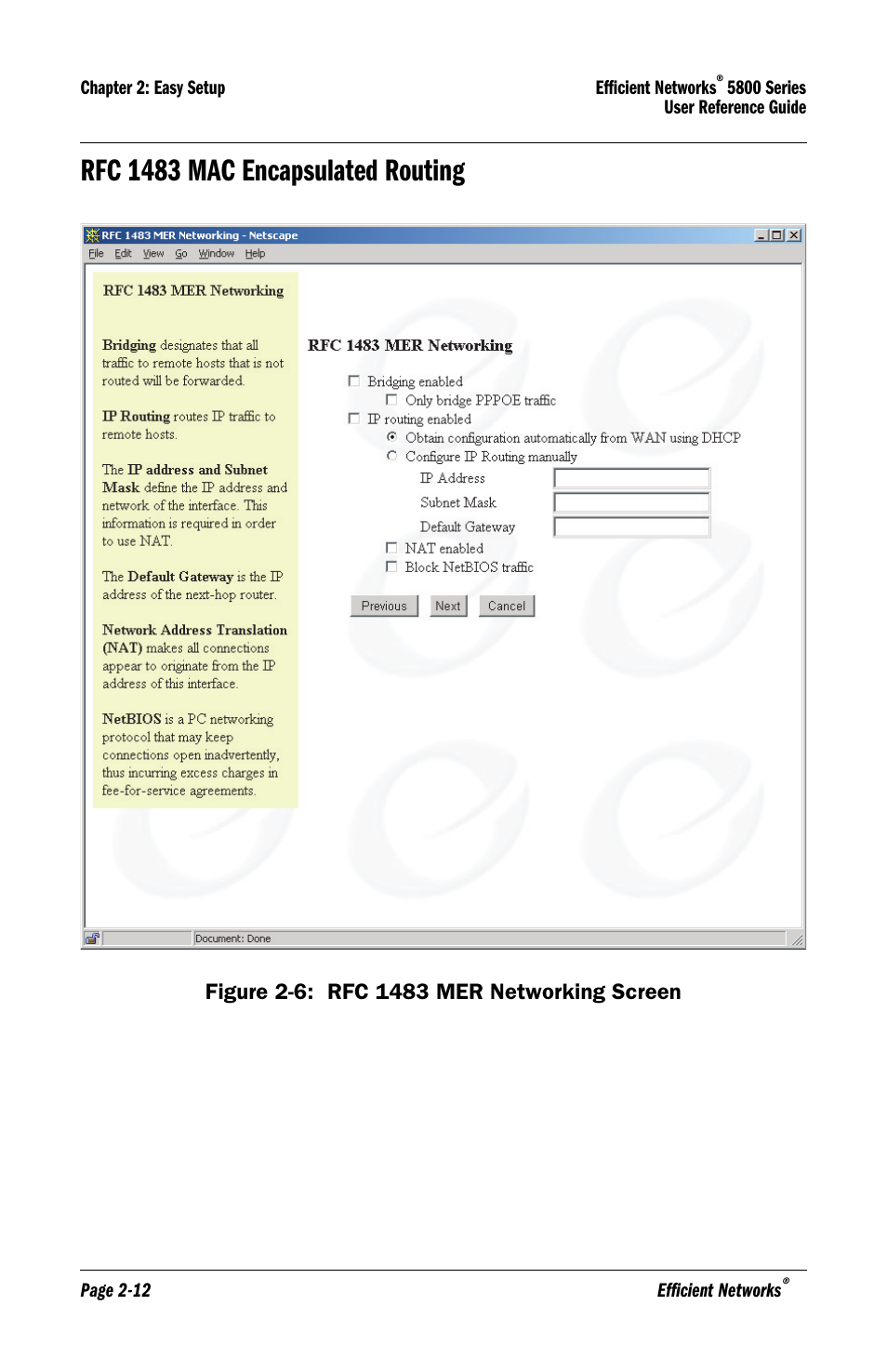 Rfc 1483 mac encapsulated routing, Rfc 1483 mac encapsulated routing -12 | Efficient Networks 5800 User Manual | Page 26 / 88