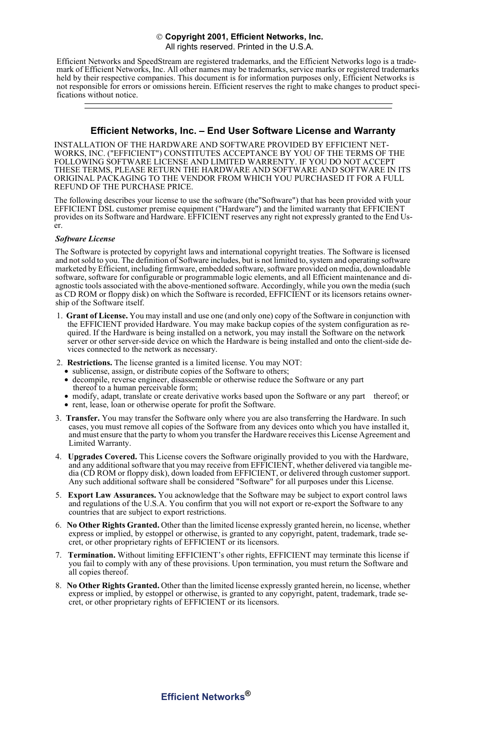 Efficient Networks 5800 User Manual | Page 3 / 88