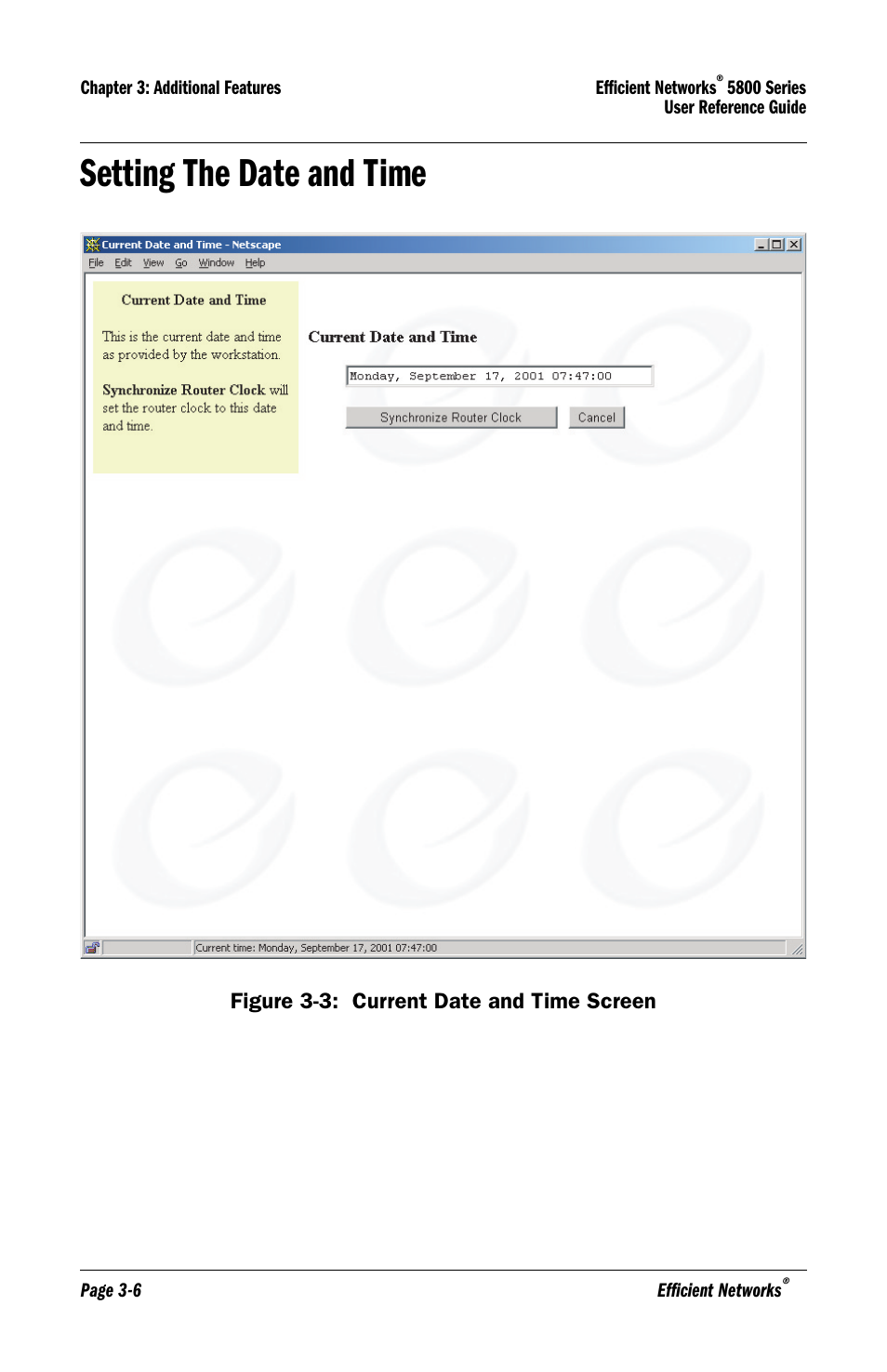 Setting the date and time, Setting the date and time -6 | Efficient Networks 5800 User Manual | Page 38 / 88