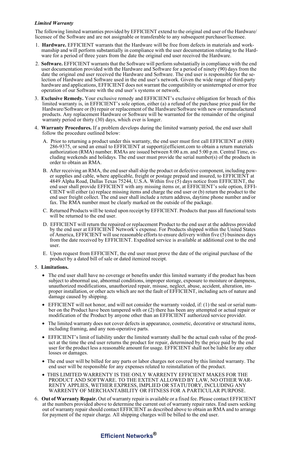 Efficient Networks 5800 User Manual | Page 4 / 88