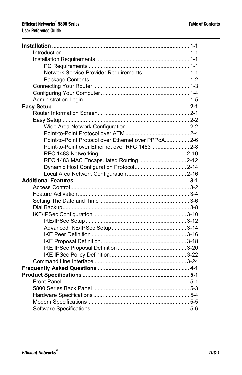Efficient Networks 5800 User Manual | Page 7 / 88