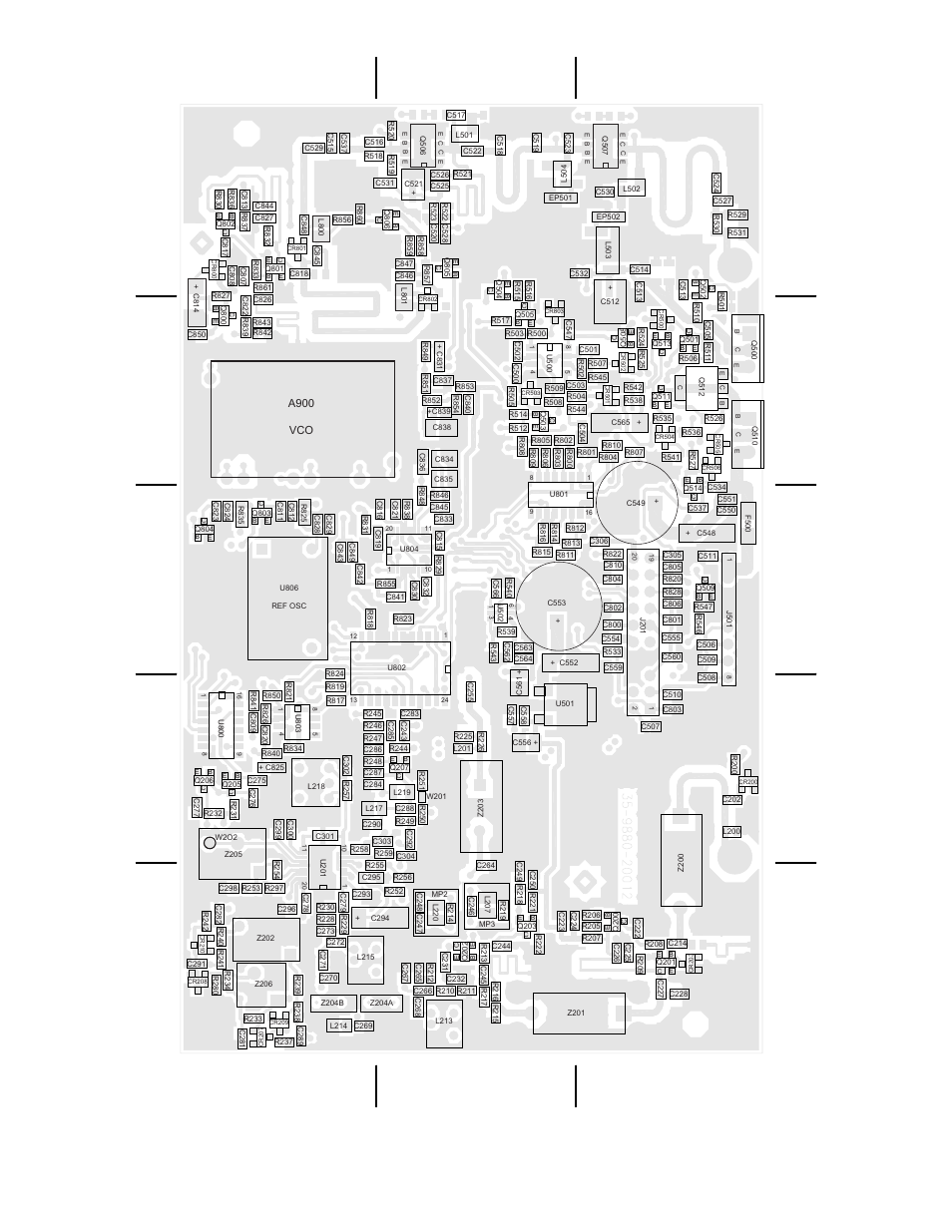 Rf board layout (800 mhz), A900 vco | EFJohnson 001-9800-001 User Manual | Page 120 / 127