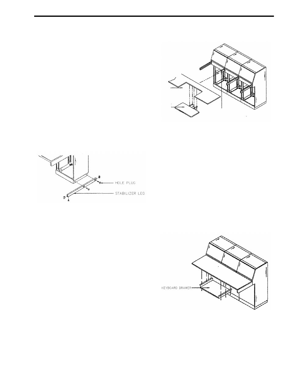 Fasten with two (2) # -20x hex bolts, Figure 3-11 stabilizer kit, 2 adjustable keyboard seat (option 2) | Figure 3-12 adjustable keyboard seat, 3 universal keyboard drawer mounting (option 3), Figure 3-13 keyboard drawer mounting | EFJohnson VR-CM50 User Manual | Page 33 / 50