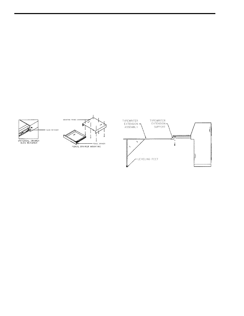 4 universal pencil drawer mounting (option 4), Re-insert the pencil drawer, Figure 3-14 universal pencil drawer mounting | 5 typewriter extension assembly (option 5), Figure 3-15 typewriter extension assembly, 6 pie support rail mounting (option 6) | EFJohnson VR-CM50 User Manual | Page 34 / 50