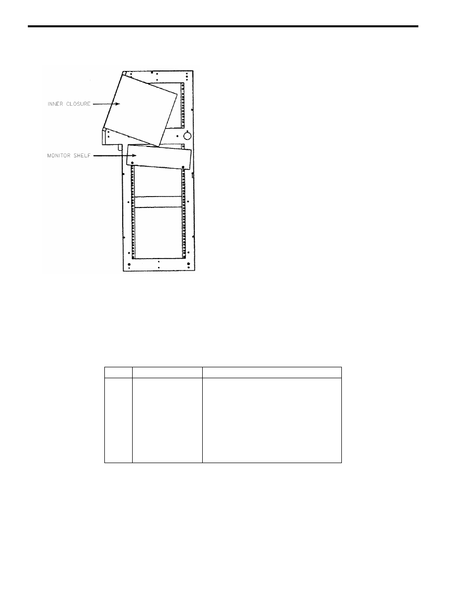 Figure 3-18 crt monitor shelf, Table 3-1 monitor shelf hardware | EFJohnson VR-CM50 User Manual | Page 36 / 50