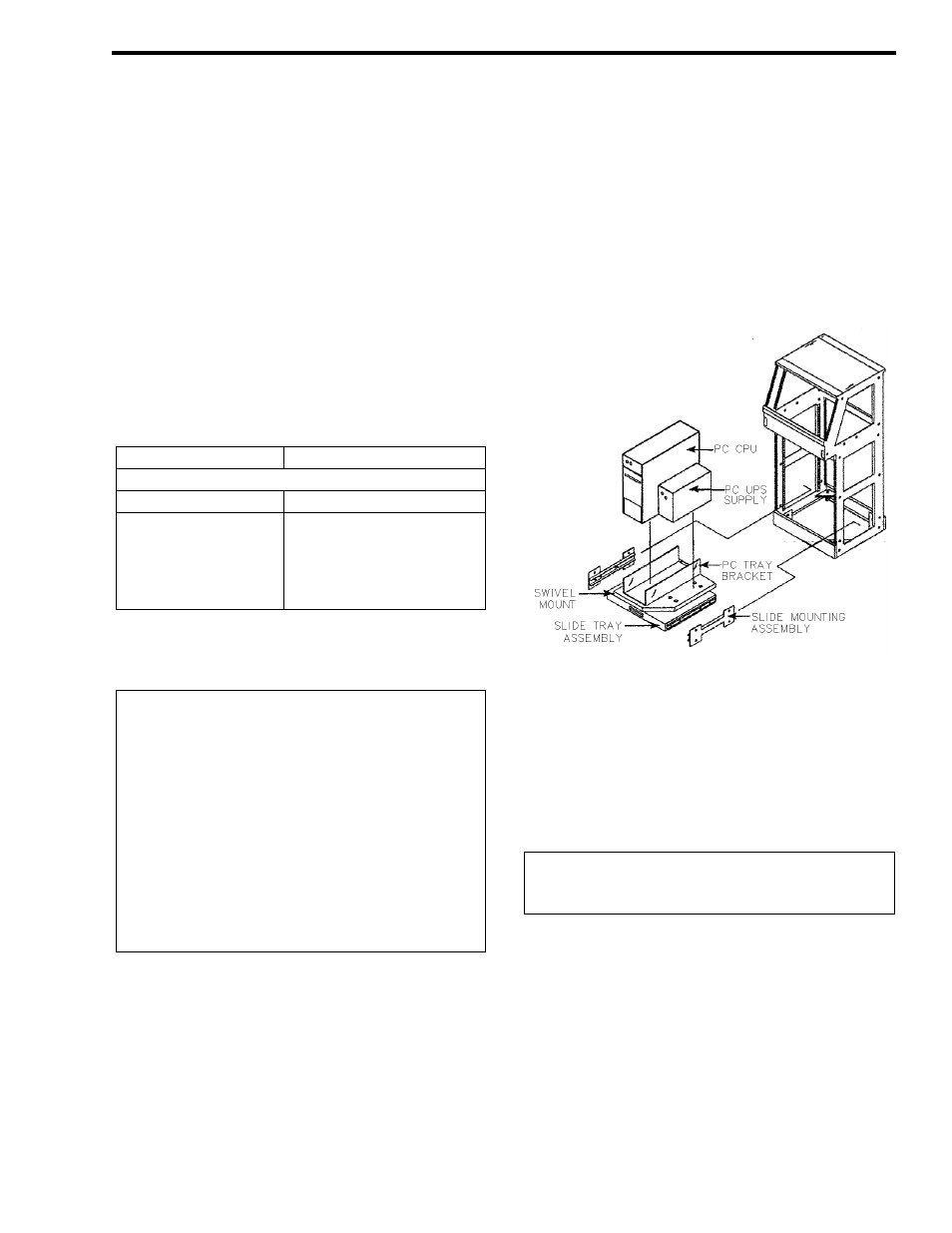Section 4 crt-based electronics assembly part i, 1 introduction, 2 install the pc/ups slide tray | Table 4-1 pc ups option numbers, Table 4-2 slide tray hardware, Figure 4-1 pc and ups slide tray assembly, 3 crt interface processor (cip), Table 4-3 power supply hardware, 1 install the cip power supply | EFJohnson VR-CM50 User Manual | Page 37 / 50