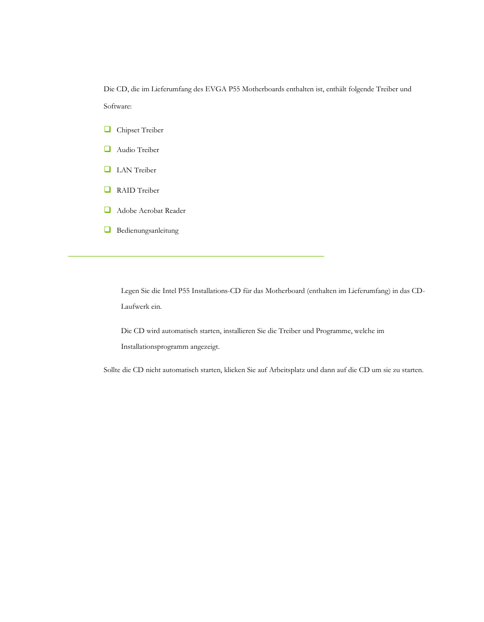 Installation von treibern und software, Windows xp/vista/7 treiber installation | EVGA P55 Micro V User Manual | Page 42 / 77