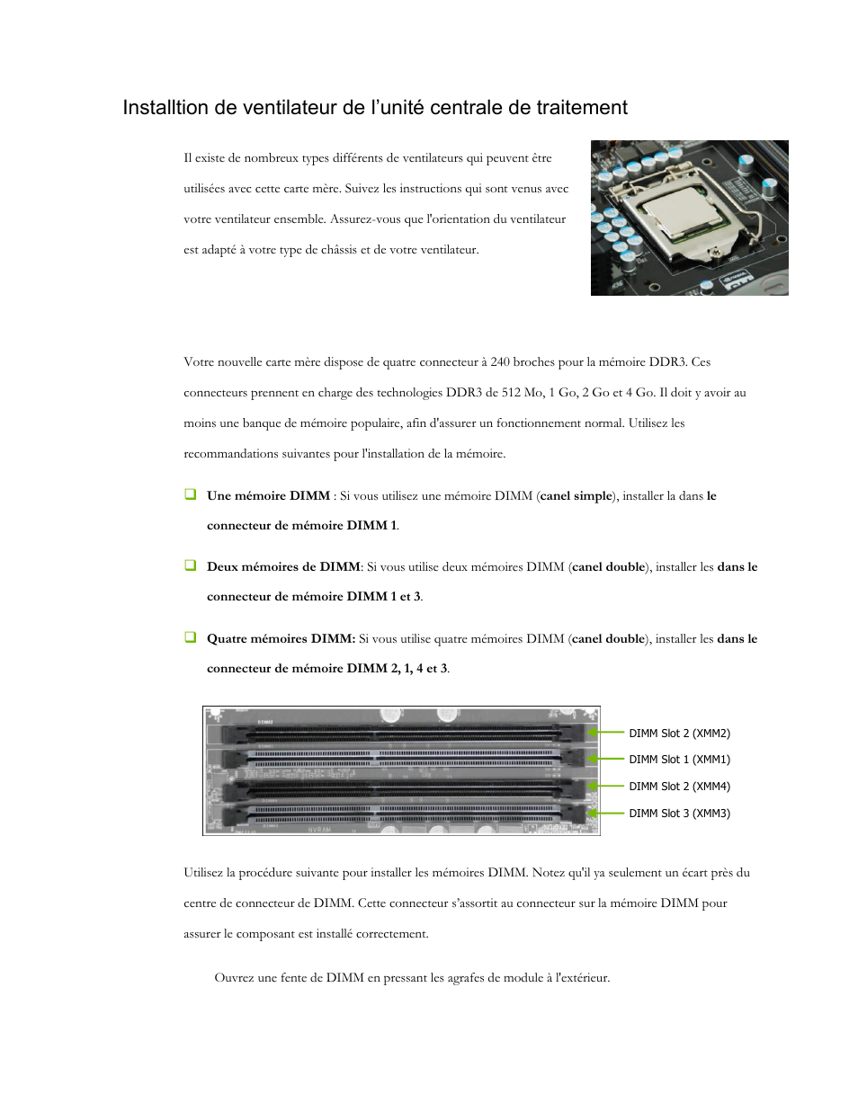 Installation de mémoire du système (dimms) | EVGA P55 Micro V User Manual | Page 47 / 77