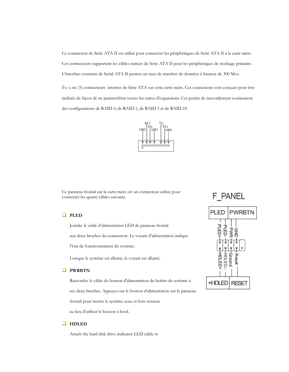 Câbles de connexion de série ata, Tête de panneau fraontal (f_panel) | EVGA P55 Micro V User Manual | Page 51 / 77