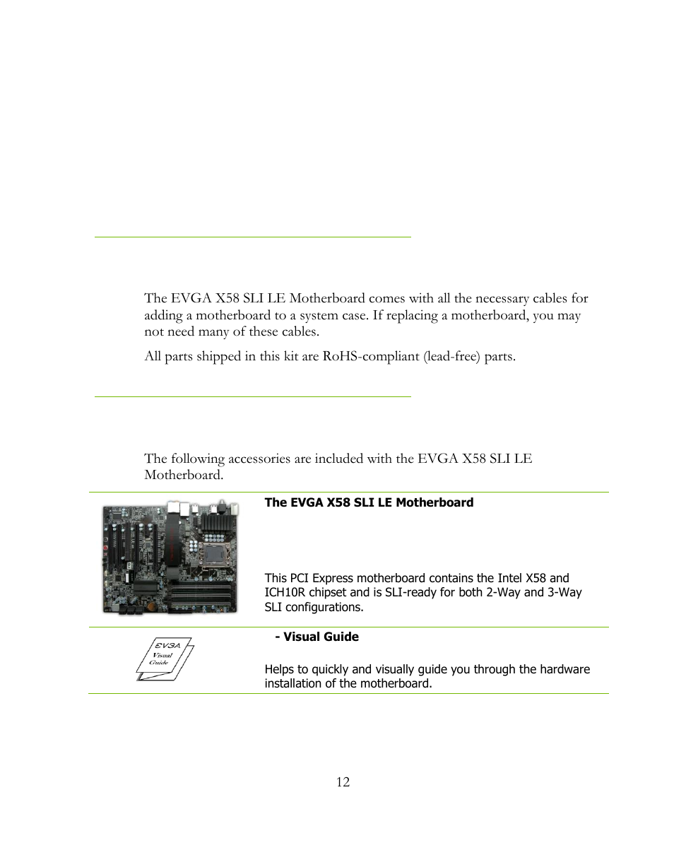 Unpacking and parts descriptions, Unpacking, Equipment | EVGA 141-BL-E757 User Manual | Page 12 / 76