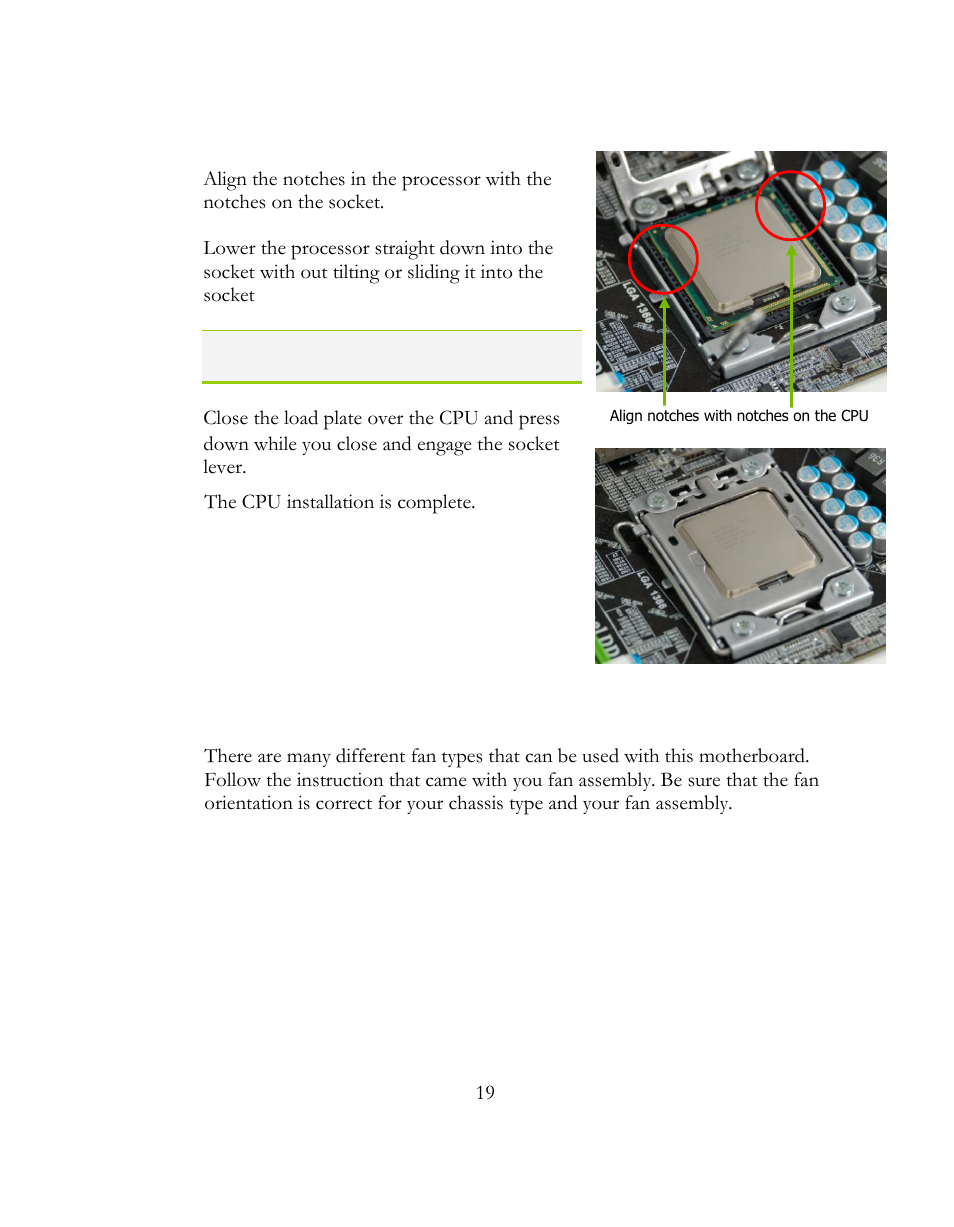 Installing the cpu fan | EVGA 141-BL-E757 User Manual | Page 19 / 76