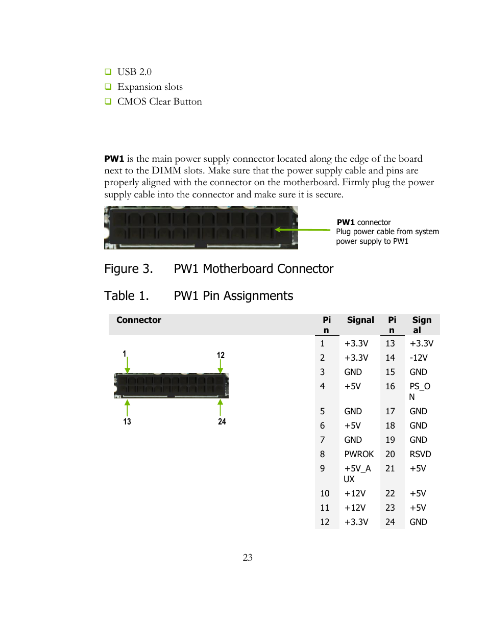 Pin atx power (pw1), Pin atx power, Pw1) | EVGA 141-BL-E757 User Manual | Page 23 / 76