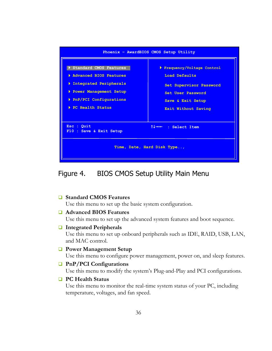 Figure 4. bios cmos setup utility main menu | EVGA 141-BL-E757 User Manual | Page 36 / 76