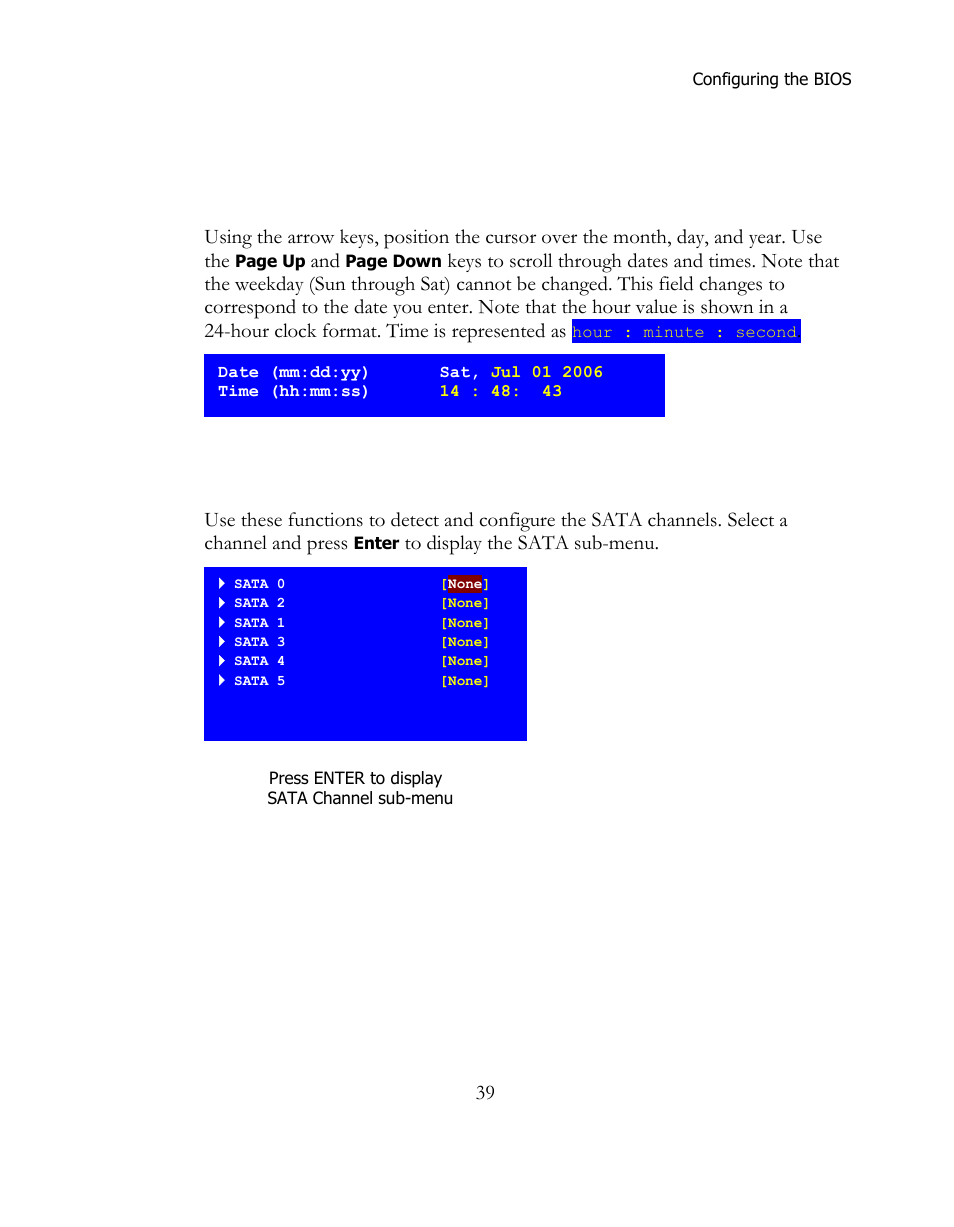 Date and time, Sata channel | EVGA 141-BL-E757 User Manual | Page 39 / 76