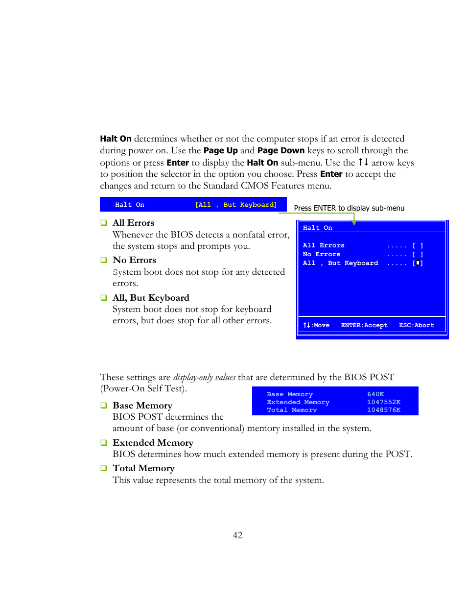 Halt on, Memory | EVGA 141-BL-E757 User Manual | Page 42 / 76