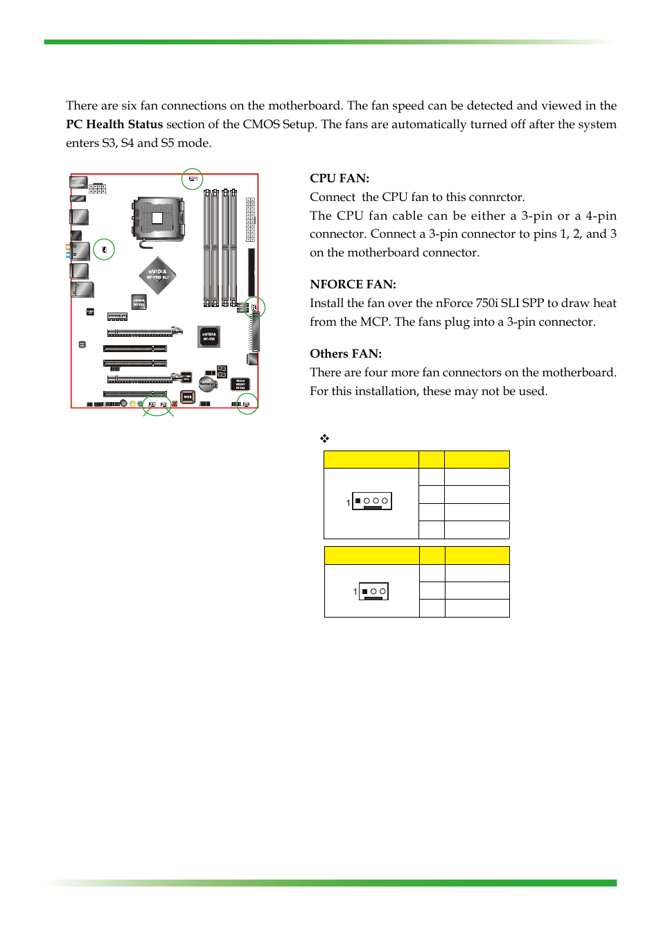 Fan connections | EVGA nForce 123-YW-E175 User Manual | Page 25 / 58