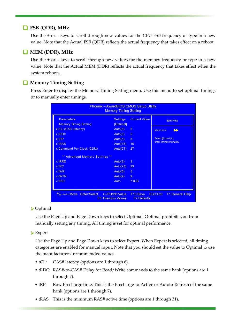 Fsb (qdr), mhz, Mem (ddr), mhz | EVGA nForce 123-YW-E175 User Manual | Page 44 / 58