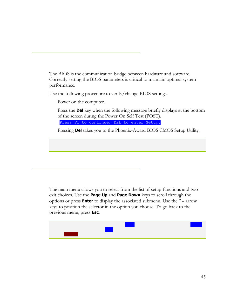 Enter bios setup, Main menu | EVGA 170-BL-E762 User Manual | Page 43 / 84