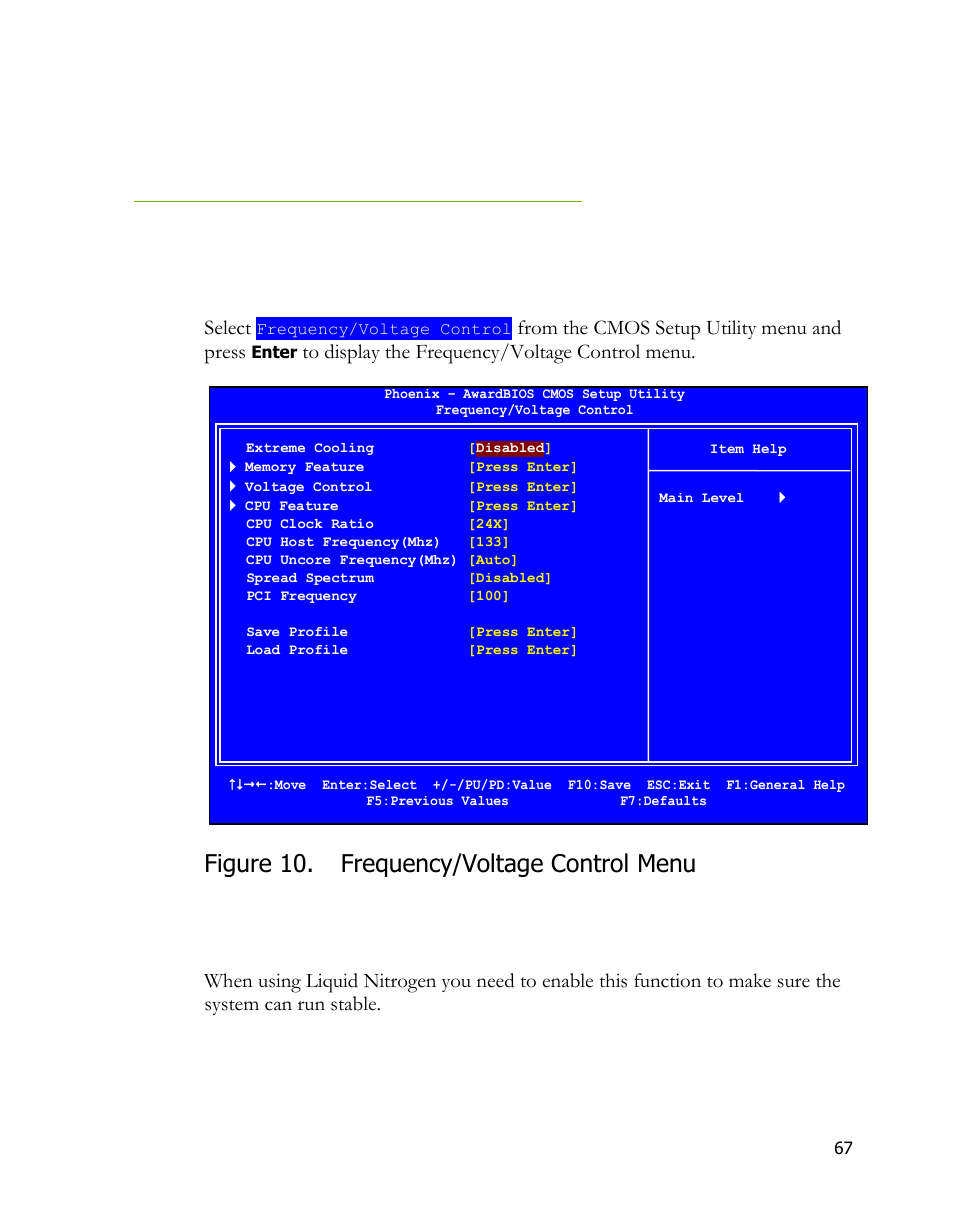 Frequency/voltage control menu, Extreme cooling, Figure 10. frequency/voltage control menu | Select | EVGA 170-BL-E762 User Manual | Page 65 / 84