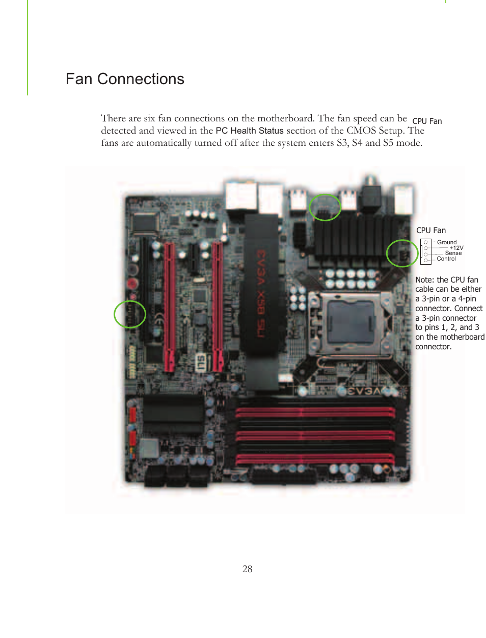 Fan connections | EVGA 121-BL-E756 User Manual | Page 27 / 74
