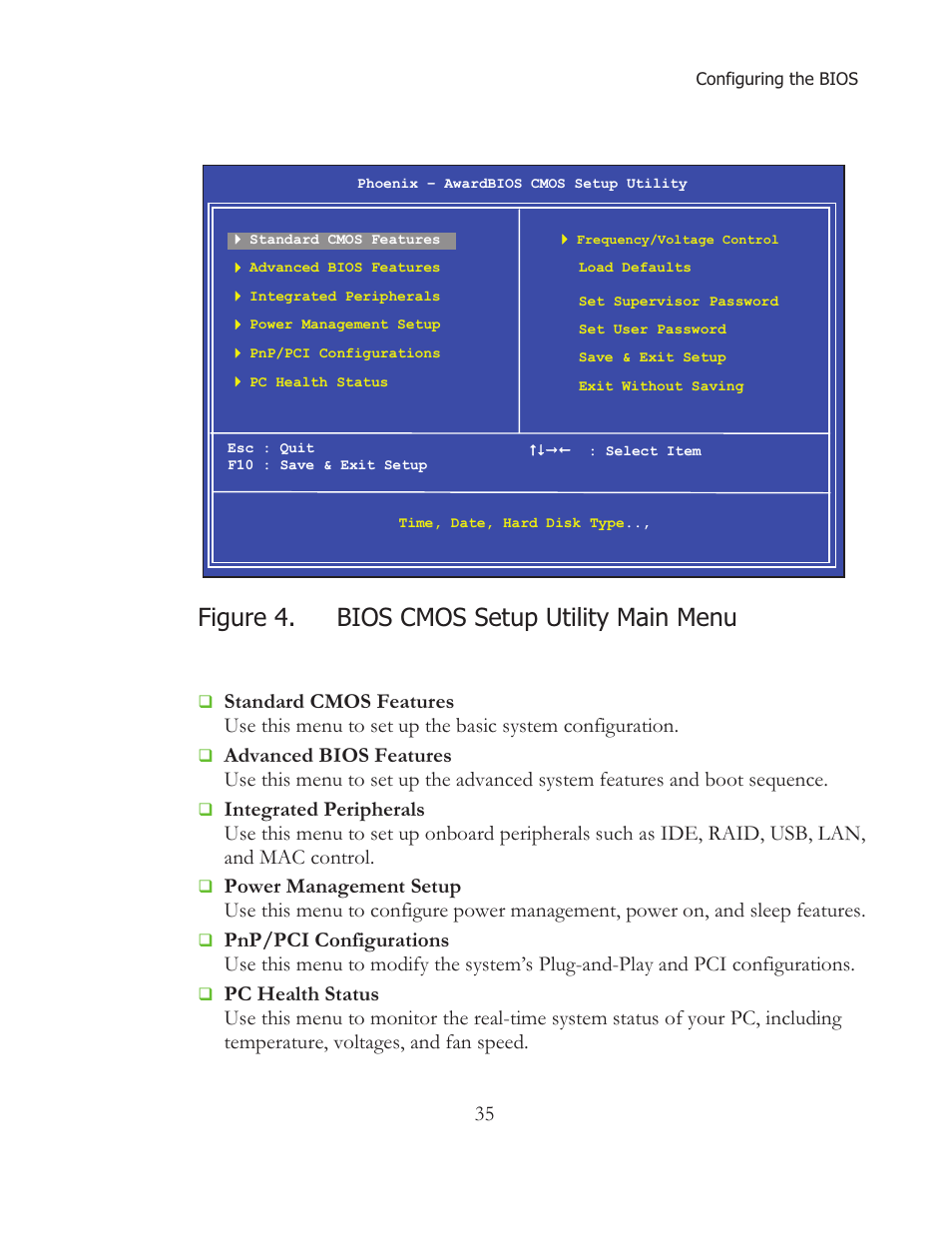 Figure 4. bios cmos setup utility main menu | EVGA 121-BL-E756 User Manual | Page 34 / 74