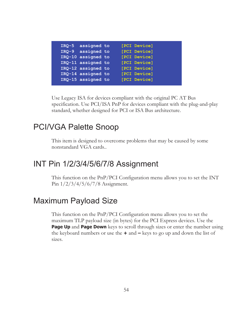 Pci/vga palette snoop, Maximum payload size | EVGA 121-BL-E756 User Manual | Page 53 / 74