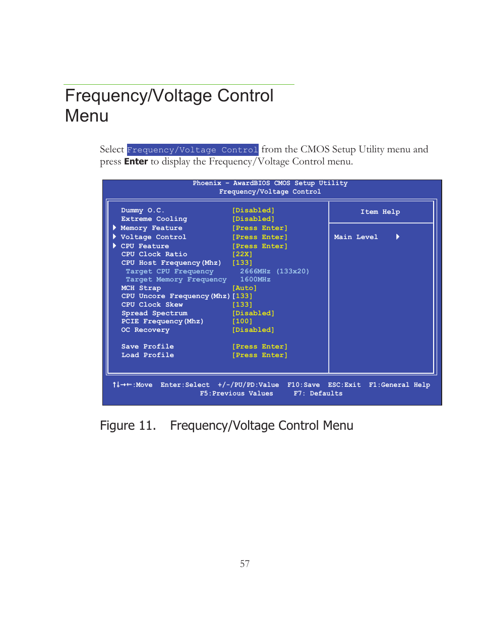Frequency/voltage control menu, Figure 11. frequency/voltage control menu, Select | EVGA 121-BL-E756 User Manual | Page 56 / 74