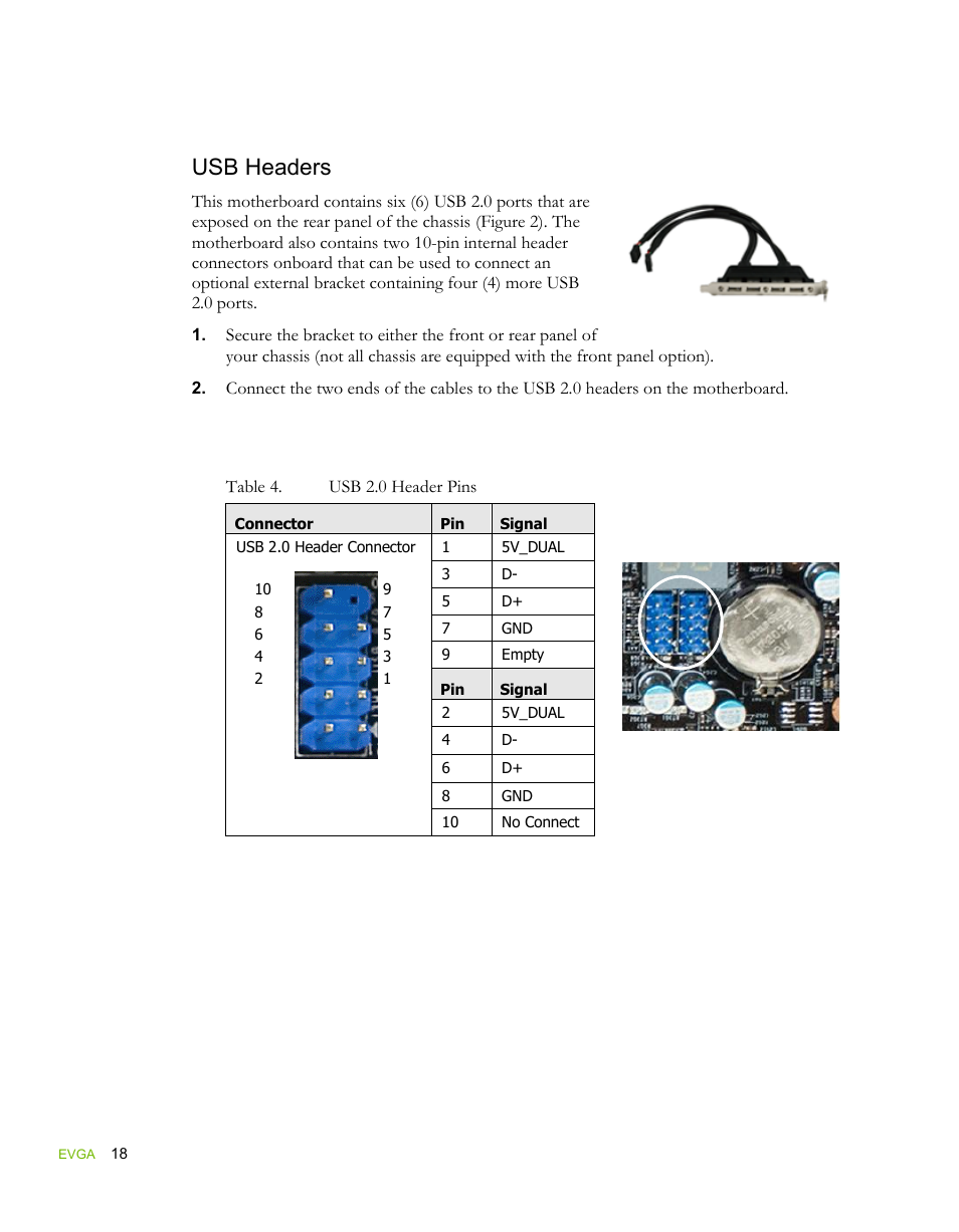 Usb headers | EVGA force 132-YW-E178 User Manual | Page 28 / 85