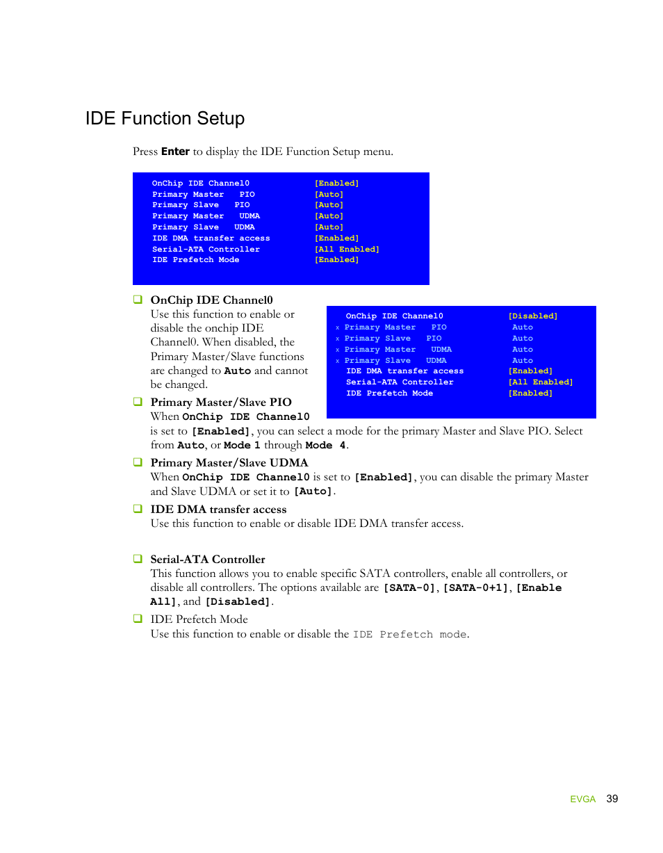 Ide function setup | EVGA force 132-YW-E178 User Manual | Page 49 / 85