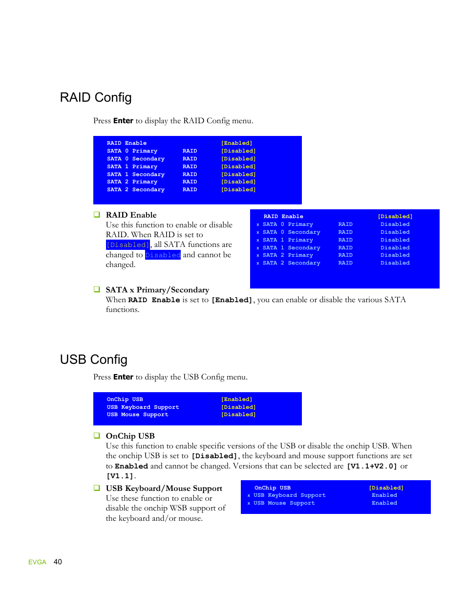 Raid config, Usb config | EVGA force 132-YW-E178 User Manual | Page 50 / 85